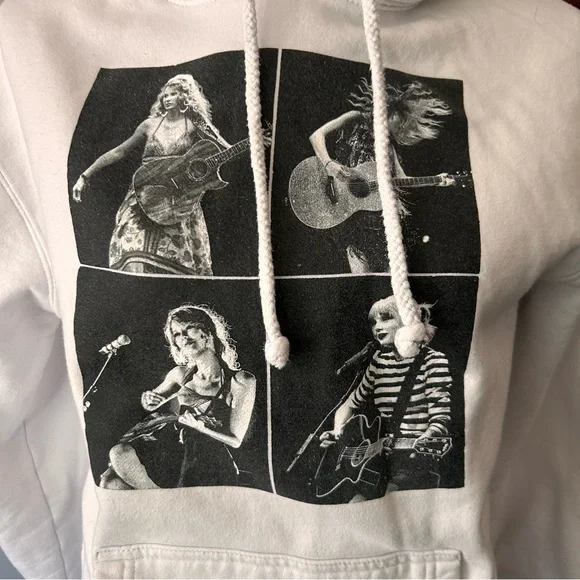 Taylor Swift The Eras Tour 2023 Collage White Hoodie Sweatshirt Sz S - Picture 3 of 9